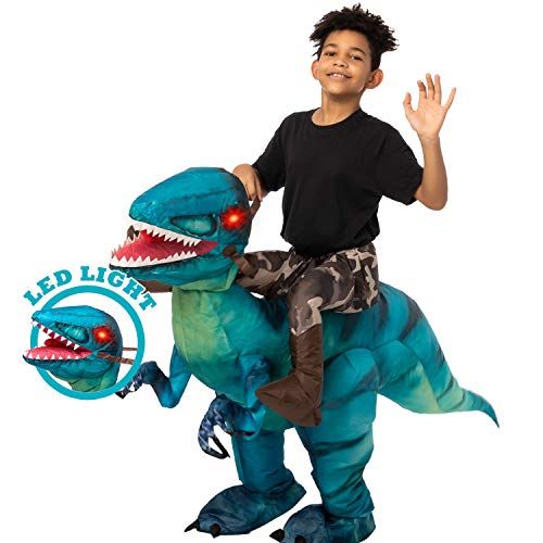  할로윈 용품Spooktacular Creations Inflatable Halloween Costume Ride A Raptor Inflatable Costume with LED Light Eyes - Child Unisex