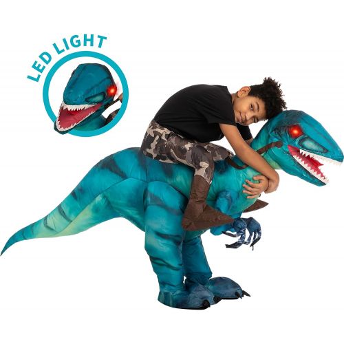  할로윈 용품Spooktacular Creations Inflatable Halloween Costume Ride A Raptor Inflatable Costume with LED Light Eyes - Child Unisex