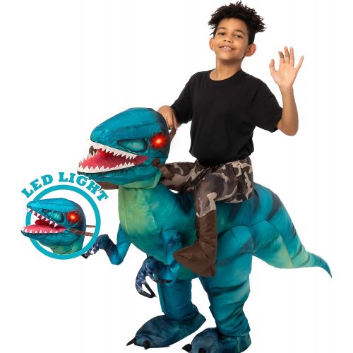  할로윈 용품Spooktacular Creations Inflatable Halloween Costume Ride A Raptor Inflatable Costume with LED Light Eyes - Child Unisex