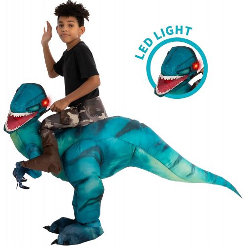  할로윈 용품Spooktacular Creations Inflatable Halloween Costume Ride A Raptor Inflatable Costume with LED Light Eyes - Child Unisex