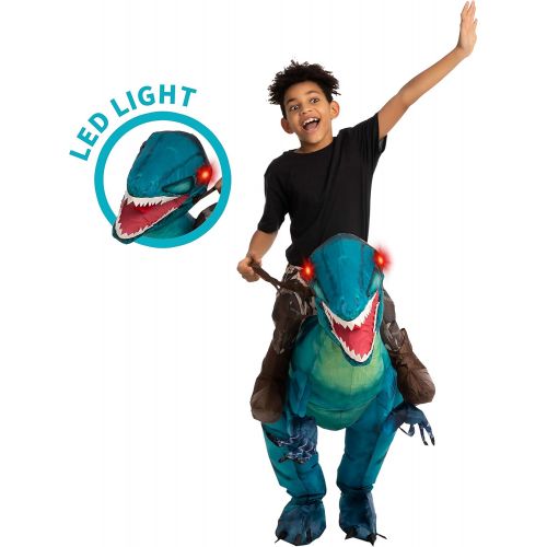  할로윈 용품Spooktacular Creations Inflatable Halloween Costume Ride A Raptor Inflatable Costume with LED Light Eyes - Child Unisex