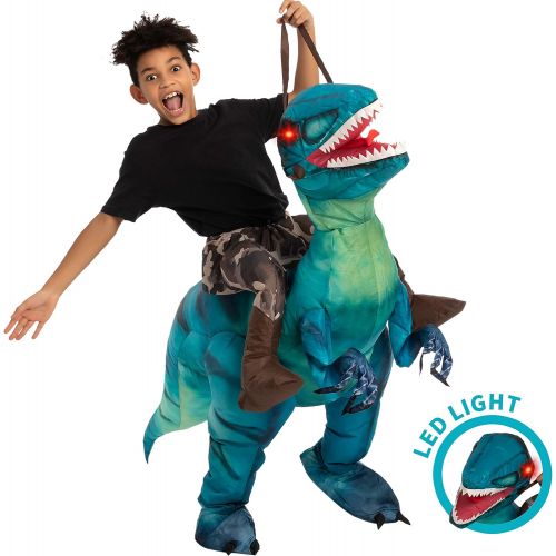  할로윈 용품Spooktacular Creations Inflatable Halloween Costume Ride A Raptor Inflatable Costume with LED Light Eyes - Child Unisex