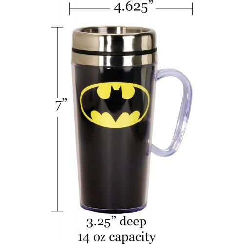  [아마존베스트]DC Comics Batman Logo Insulated Travel Mug, 15 ounces, Black