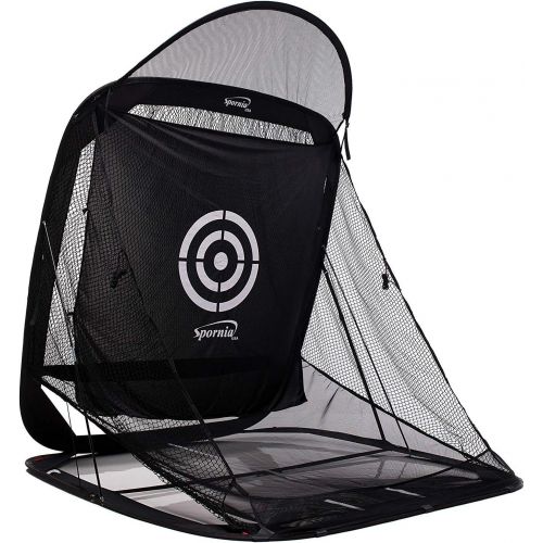  [아마존베스트]Spornia Spg-7 Golf Practice Net - Automatic Ball Return System w/Target Sheet, Two Side Barrier