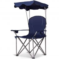 Sport Goplus Folding Beach Chair Heavy Duty High Capacity Camping Chair Durable Outdoor Patio Seat with Cup Holder and Carry Bag
