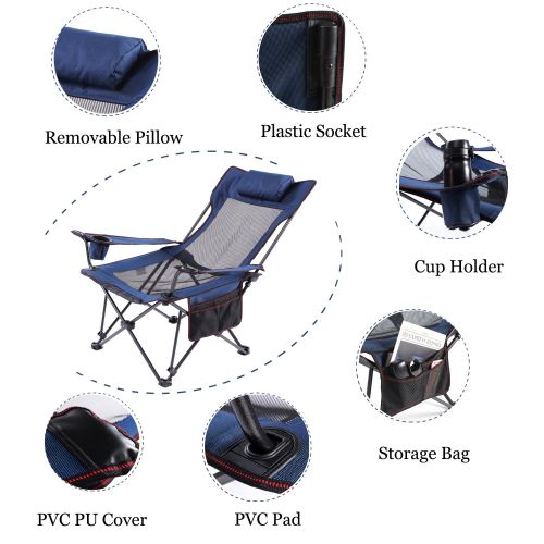  Sport Seatopia Oversize Camping Chair Reclining Lounge Folding Portable Chair All mesh, for Patios, Outdoors