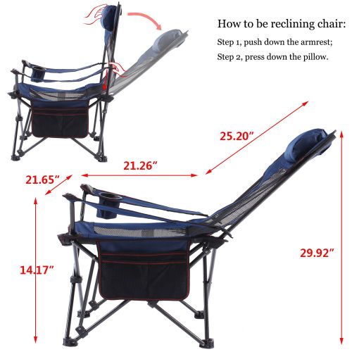  Sport Seatopia Oversize Camping Chair Reclining Lounge Folding Portable Chair All mesh, for Patios, Outdoors