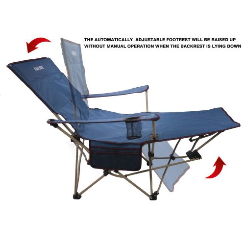  Sport Khore Automaticly Adjustable Recliner Folding Camping Chair with Footrest (Blue)