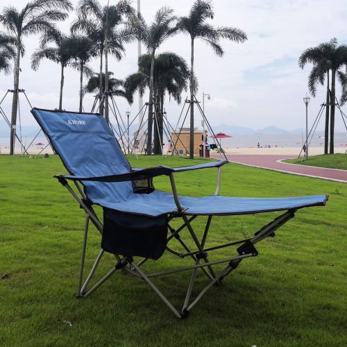  Sport Khore Automaticly Adjustable Recliner Folding Camping Chair with Footrest (Blue)