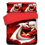 Sport Do School Student Dorm Bedding Set, Inuyasha Japanese Anime Style Polyester Duvet Cover Set, No Comforter Full