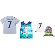 Sport Fans Edge Cristiano Ronaldo Jersey Style Picture T-Shirt Kids Gift Set Youth Sizes Soccer Backpack Gift Packaging