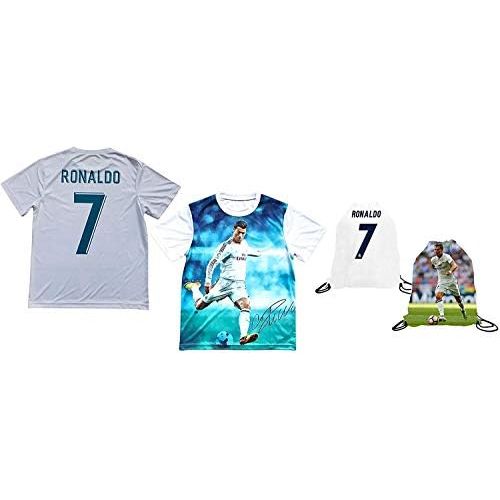  Sport Fans Edge Cristiano Ronaldo Jersey Style Picture T-Shirt Kids Gift Set Youth Sizes Soccer Backpack Gift Packaging