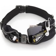 [아마존베스트]Sport2People Running Pouch Belt, USA Patented, Runner Waist Pack iPhone X 6 7 8 for Men and Women (black, one size, 2 pockets)