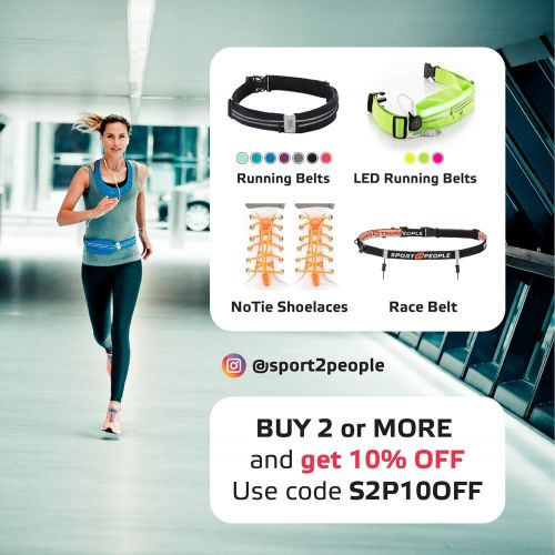  [아마존베스트]Sport2People Running Pouch Belt, USA Patented, Runner Waist Pack iPhone X 6 7 8 for Men and Women (black, one size, 2 pockets)
