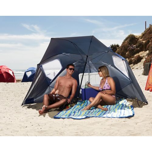  Sport-Brella Super-Brella SPF 50+ Sun and Rain Canopy Umbrella for Beach and Sports Events (8-Foot, Blue)