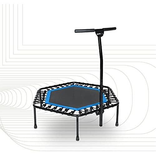  [아마존베스트]SportPlus fitness trampoline, diameter approx. 126 cm, quiet rubber rope suspension, 5-way height-adjustable handle, incl. edge cover, user weight up to 130 kg, trampoline for jump