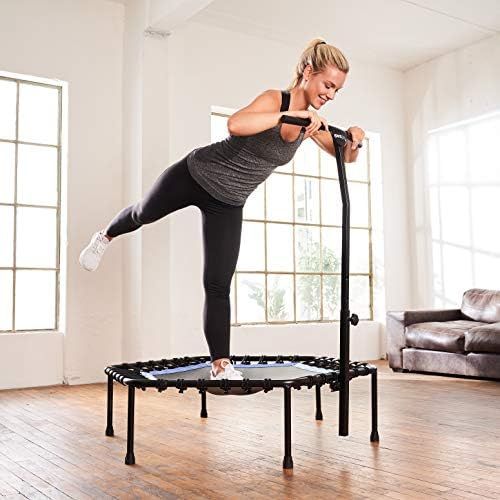  [아마존베스트]SportPlus fitness trampoline, diameter approx. 126 cm, quiet rubber rope suspension, 5-way height-adjustable handle, incl. edge cover, user weight up to 130 kg, trampoline for jump