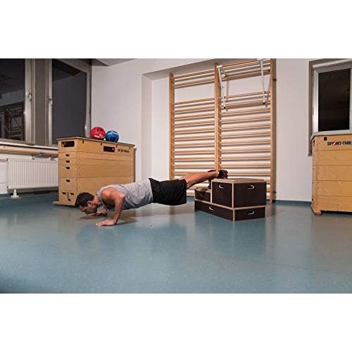  [아마존베스트]Sport-Thieme Plyo Box Wooden Combination Non-Slip Jump-Box/Jumping Box Made of Multiplex Wood | In Three Sizes | For Plyometric Training, Cross Training, Bounce | Dark Brown | Bran