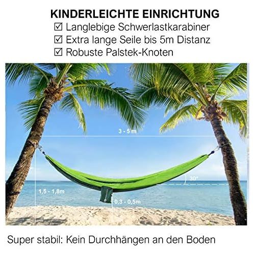  Besuchen Sie den Sportastisch-Store SPORTATSISCH Ultraleichte Hangematte Outdoor Cozy Dozy“ fuer Reise Camping Trekking Strand bis 300kg, Atmungsaktiv & Schnelltrocknend Fallschirm Nylon, bis zu 3 Jahren Garantie fuer