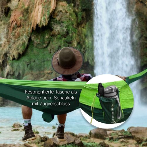  Besuchen Sie den Sportastisch-Store SPORTATSISCH Ultraleichte Hangematte Outdoor Cozy Dozy“ fuer Reise Camping Trekking Strand bis 300kg, Atmungsaktiv & Schnelltrocknend Fallschirm Nylon, bis zu 3 Jahren Garantie fuer