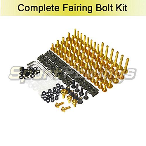  Sportfairings US Stock Sportbike Bolts Screws For Suzuki GSXR600 GSXR750 K1 K4 Year 2000-2005 01 02 03 04 Nuts Speed Hardware Fastener Clips Adornment (Gold)