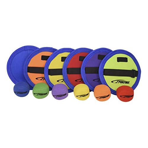  Sportime Hook N Loop CatchPad and Ball, Assorted Colors, 7 Dia. (Set of 6) - 1449586