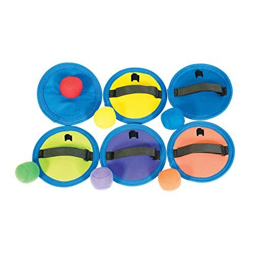  Sportime Hook N Loop CatchPad and Ball, Assorted Colors, 7 Dia. (Set of 6) - 1449586