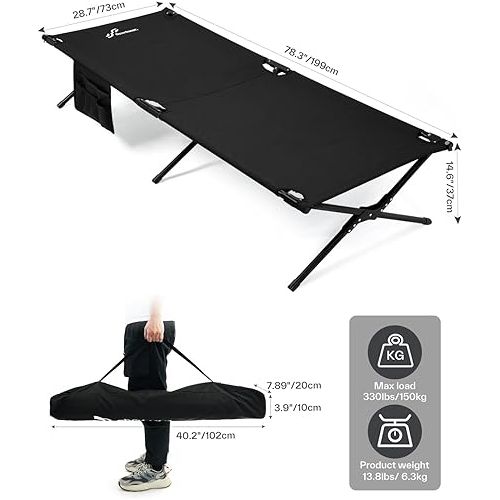  Sportneer Camping Cot, Portable Folding Military Sleeping Cots for Adults with Lever Lock for Tent Outdoor Travel Base Camp Hiking Mountaineering Backpacking 2024