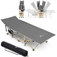 Sportneer Camping Cots for Adults, Camp Cot 2 Side Pockets Cots for Sleeping 450LBS(Max Load) Portable Folding Cots Extra Wider Cot with Carry Bag for Camping Beach Lounging BBQ Hiking Office