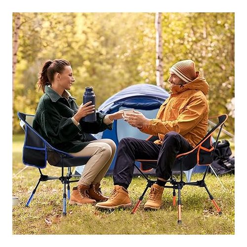  Sportneer Camping Chairs, Folding Chairs for Outside Adjustable Height Beach Chair for Adults Portable Camp Chairs Foldable Compact Backpacking Chair for Camping Hiking Picnic Outdoor (2, Orange)