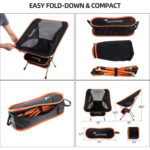  Sportneer Camping Cot and 2 Pack Portable Camping Chair for Camping, Hiking, Pinic, Beach, BBQ, Sunbathing