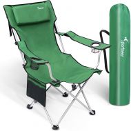 Sportneer Oversized Camping Folding Chair, Adjustable Back Reclining Camp Chairs with Cup Holders, Pillow and armrests, Heavy Duty 350lbs Capacity for Camping, Hiking, Picnic, Fish