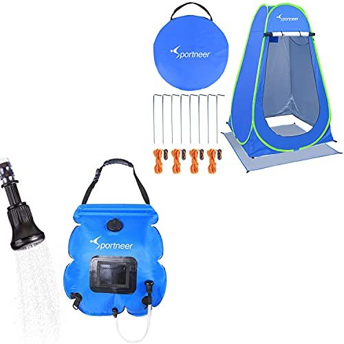  Sportneer Pop Up Pod Changing Shower Tent with Solar Shower Bag Bundle for Camping Beach Swimming Traveling Hiking