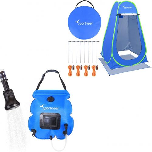  Sportneer Pop Up Pod Changing Shower Tent with Solar Shower Bag Bundle for Camping Beach Swimming Traveling Hiking