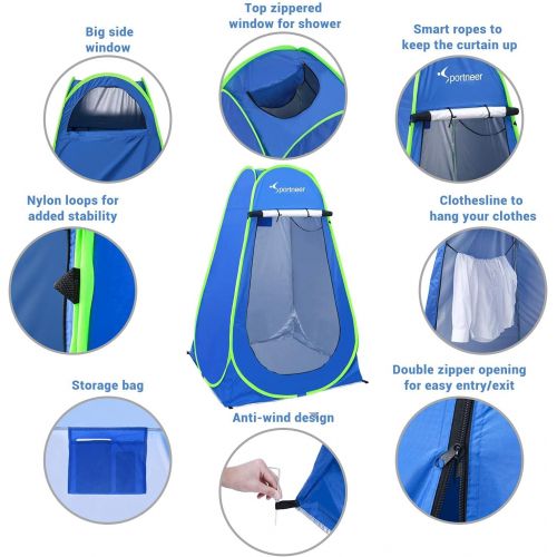  Sportneer Pop Up Pod Changing Shower Tent with Solar Shower Bag Bundle for Camping Beach Swimming Traveling Hiking