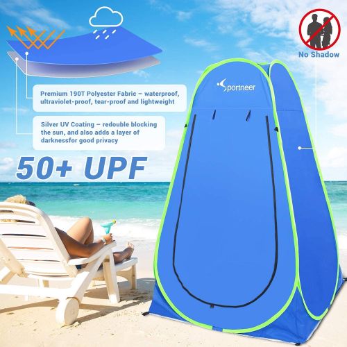  Sportneer Pop Up Pod Changing Shower Tent with Solar Shower Bag Bundle for Camping Beach Swimming Traveling Hiking