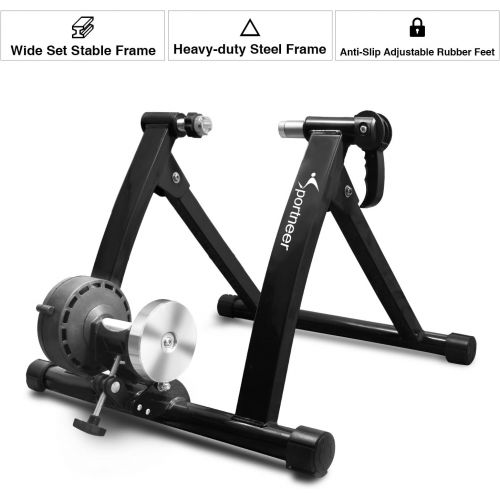  [아마존베스트]Sportneer Bike Trainer Stand Steel Bicycle Exercise Magnetic Stand with Noise Reduction Wheel for Road Bike