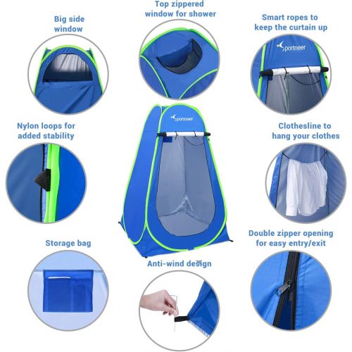  Sportneer Pop Up Privacy Changing Tent Camping Shower Tent, Portable Dressing Bathroom Potty Tent for Camping Hiking Toilet Beach Sun Shelter Picnic Fishing with Carrying Bag, UPF5