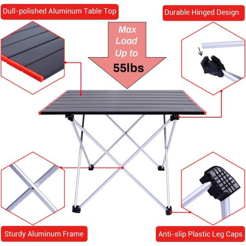  Camping Table, Sportneer Beach Table with Mesh Storage Bag Camp Tables That Fold Up Lightweight Folding Camping Table Aluminum Table to for Camping Picnic Backpacking Beach BBQ (La