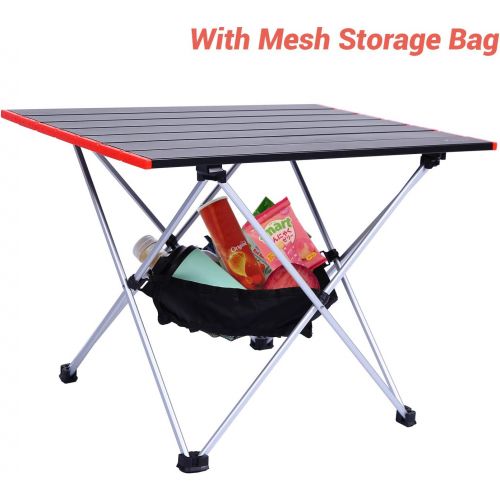 Camping Table, Sportneer Beach Table with Mesh Storage Bag Camp Tables That Fold Up Lightweight Folding Camping Table Aluminum Table to for Camping Picnic Backpacking Beach BBQ (La