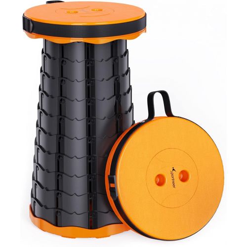  Collapsible Stool, Sportneer Lightweight Telescopic Stool Portable Camping Stools for Adults Adjustable Folding Stool for Outdoor Indoor Fishing BBQ Garden Travel