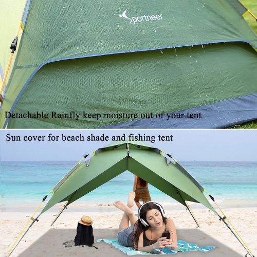  Sportneer Camping Tent 2-3 Person Hydraulic Automatic Instant Pop Up Tent Waterproof Outdoor Camping Hiking Hunting Adventure Travel Beach Tents for Family Groups,Quick and Easy Se