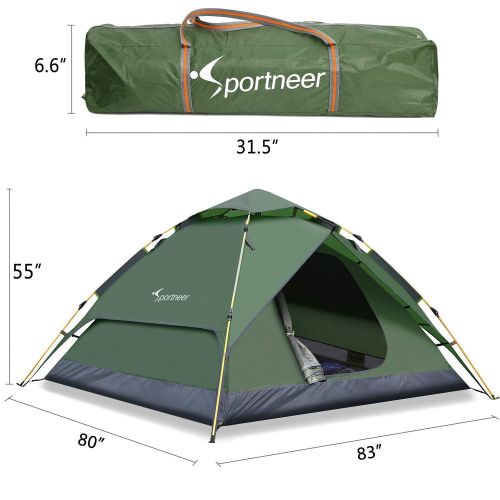  Sportneer Camping Tent 2-3 Person Automatic Instant Pop Up Waterproof Camping Hiking Travel Beach Tents for Family Groups