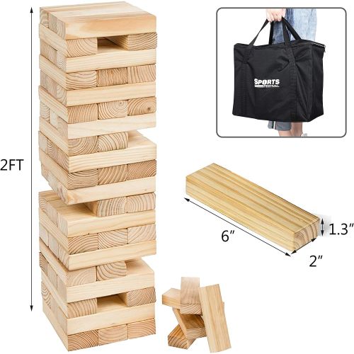  [아마존 핫딜]  [아마존핫딜]Sports Festival Giant Wooden Tumbling Timbers with Storage Bag, Hardwood Block Stacking Game for Yard Games