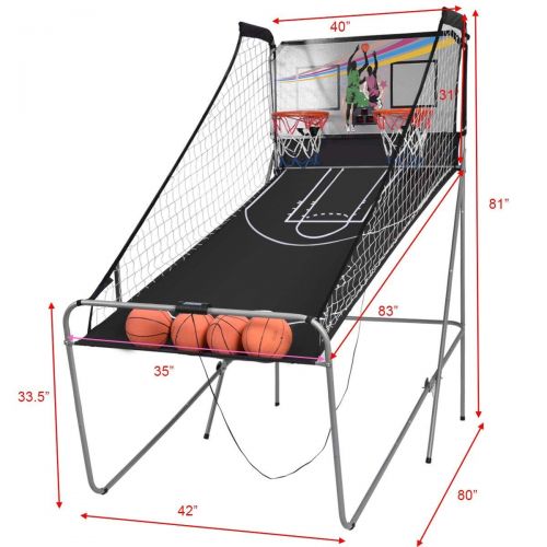  Sports COSTWAY Indoor Basketball Arcade Game Sport Double Triple Electronic Hoops Shot 2 Player 3 Player W/ 4,6 Balls (2 Player)