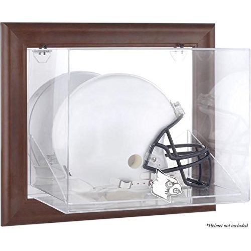  Sports Memorabilia Louisville Cardinals Brown Framed Logo Wall-Mountable Helmet Display Case - College Football Helmet Logo Display Cases