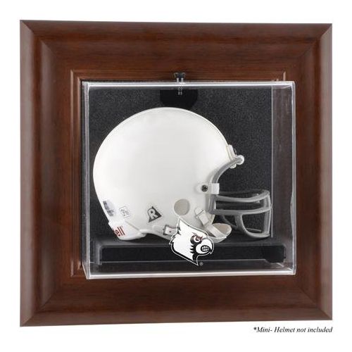  Sports Memorabilia Louisville Cardinals Brown Framed Logo Wall-Mountable Mini Helmet Display Case - College Mini Helmet Logo Display Cases