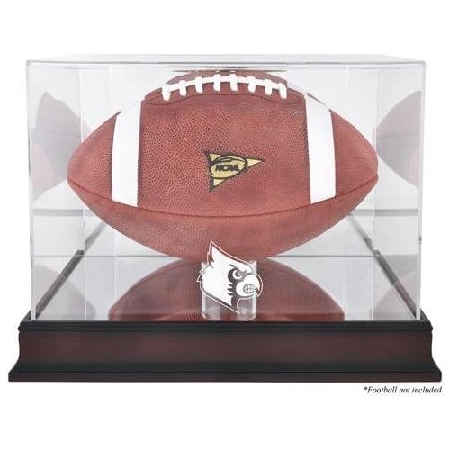  Sports Memorabilia Louisville Cardinals Mahogany Base Logo Football Display Case with Mirror Back - College Football Logo Display Cases