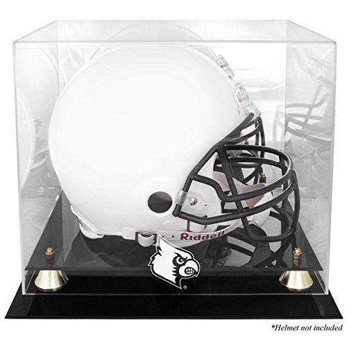  Sports Memorabilia Louisville Cardinals Golden Classic Logo Helmet Display Case with Mirror Back - College Football Helmet Free Standing Display Cases
