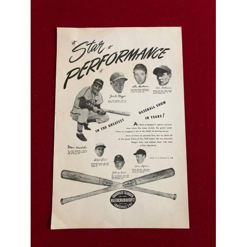  Sports Memorabilia 1948, Joe DiMaggio/Ted Williams, Louisville Slugger Advertising Sign (Scarce) - MLB Unsigned Miscellaneous